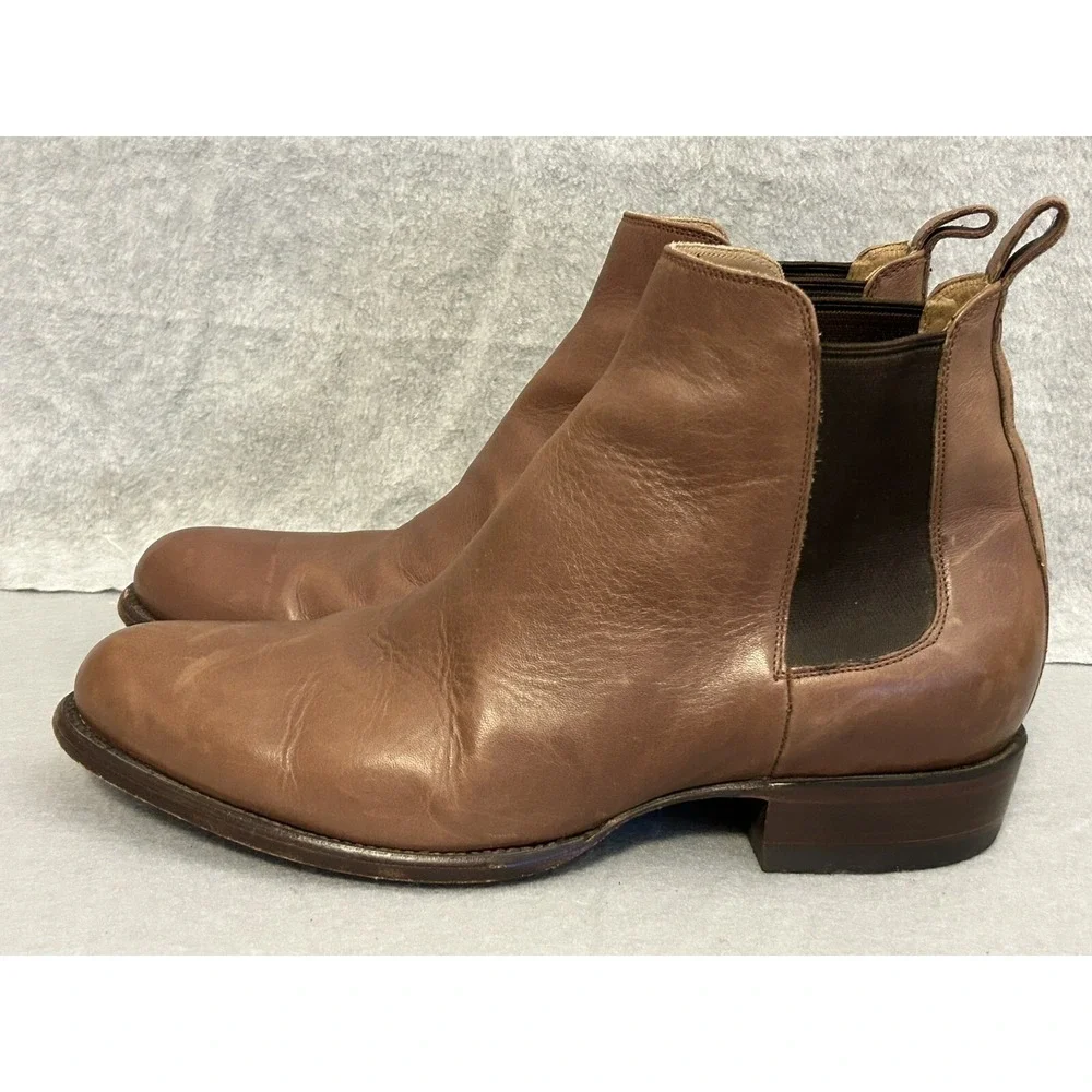Tecovas Cowboy Chelsea Boots THE CHANCE Men's Size 11EE Chestnut Brown Calfskin